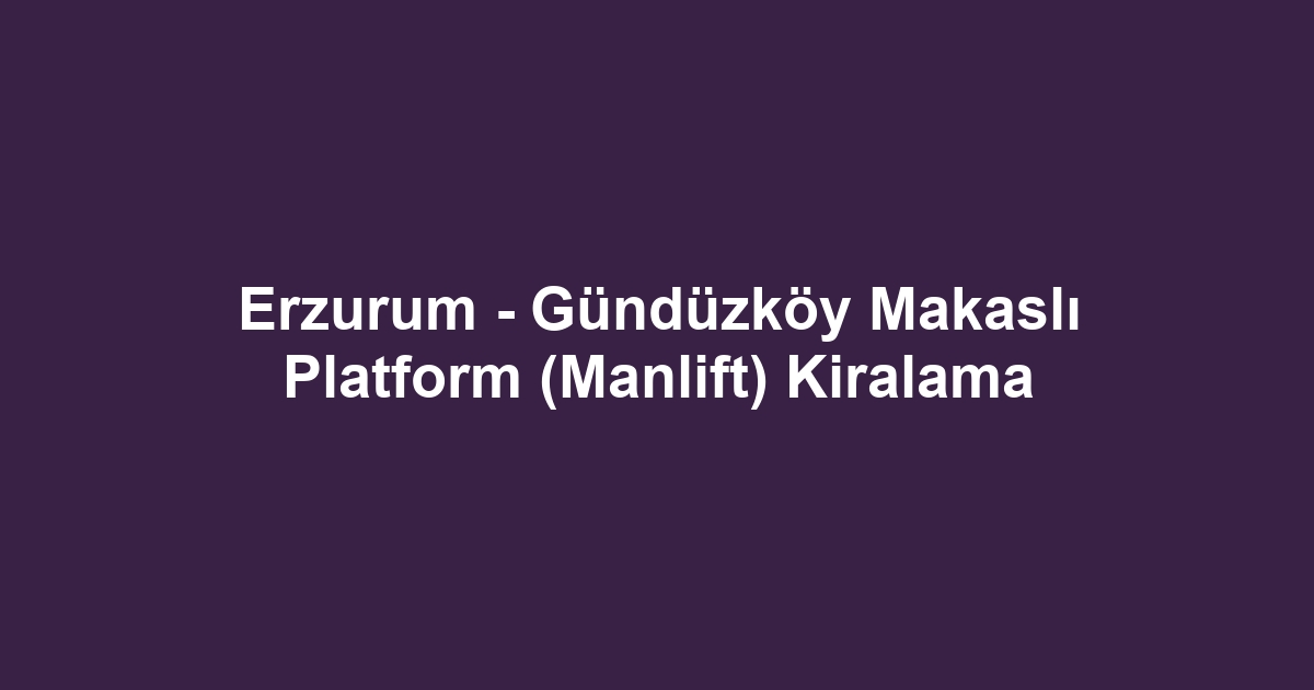 Erzurum - Gündüzköy Makaslı Platform (Manlift) Kiralama