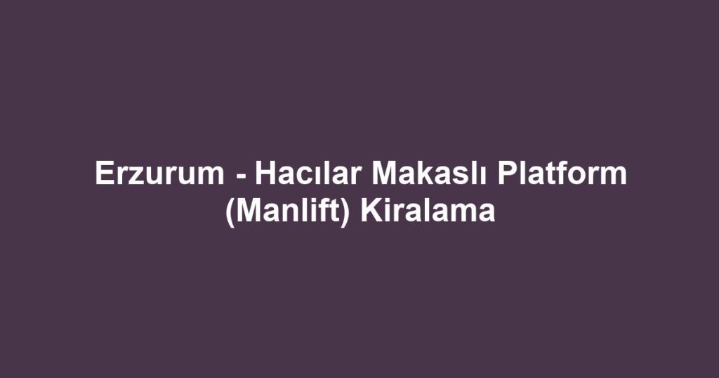 Erzurum - Hacılar Makaslı Platform (Manlift) Kiralama