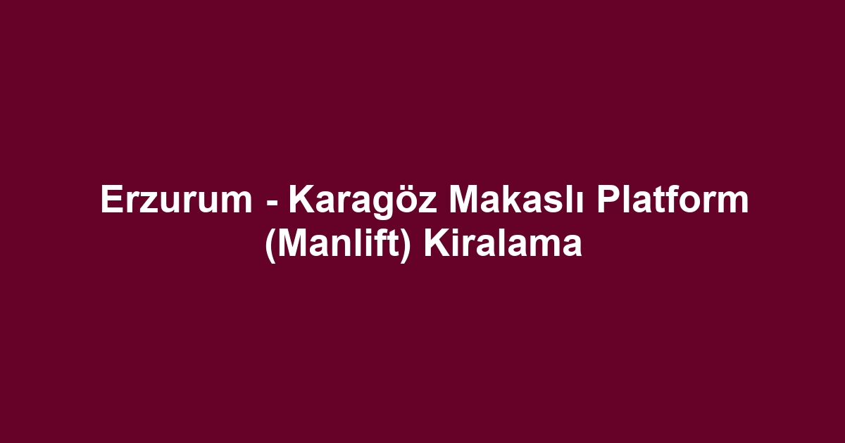 Erzurum - Karagöz Makaslı Platform (Manlift) Kiralama