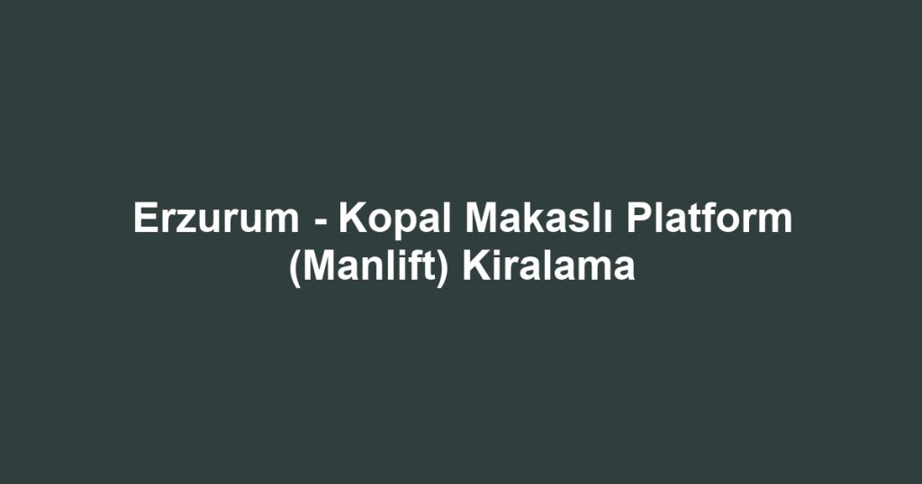 Erzurum - Kopal Makaslı Platform (Manlift) Kiralama