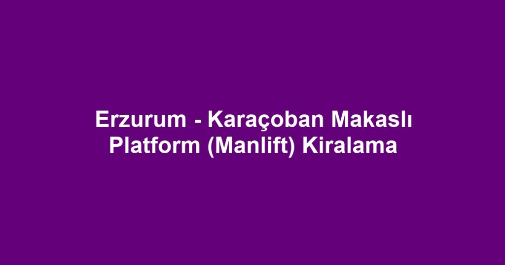 Erzurum - Karaçoban Makaslı Platform (Manlift) Kiralama