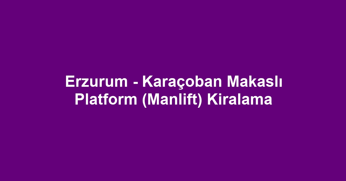 Erzurum - Karaçoban Makaslı Platform (Manlift) Kiralama