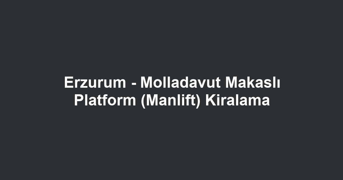 Erzurum - Molladavut Makaslı Platform (Manlift) Kiralama