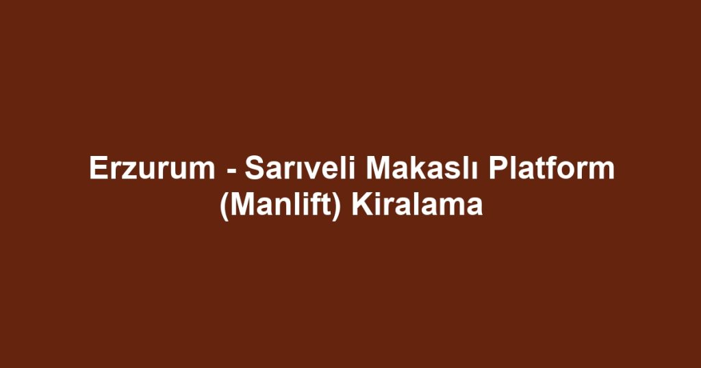 Erzurum - Sarıveli Makaslı Platform (Manlift) Kiralama