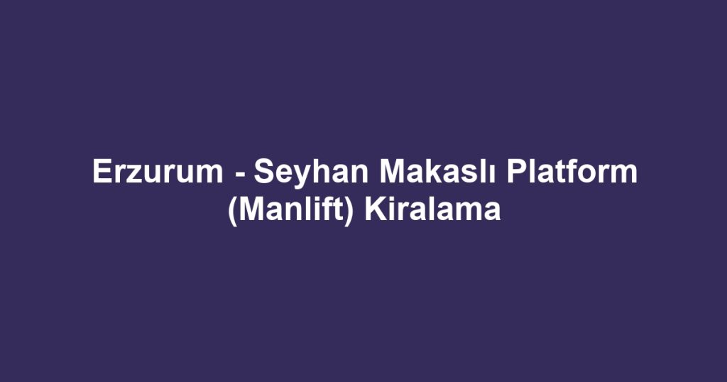 Erzurum - Seyhan Makaslı Platform (Manlift) Kiralama