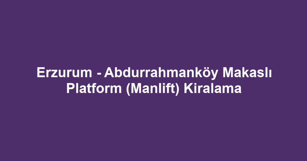 Erzurum - Abdurrahmanköy Makaslı Platform (Manlift) Kiralama