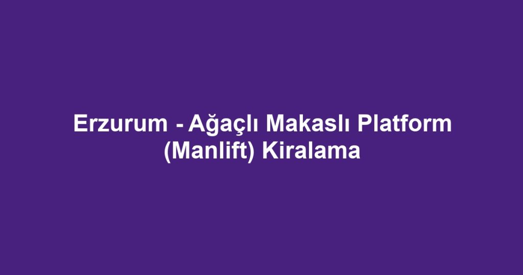 Erzurum - Ağaçlı Makaslı Platform (Manlift) Kiralama