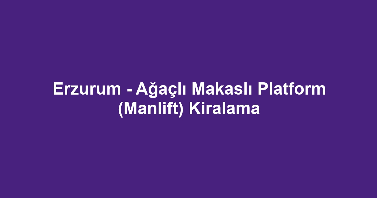 Erzurum - Ağaçlı Makaslı Platform (Manlift) Kiralama