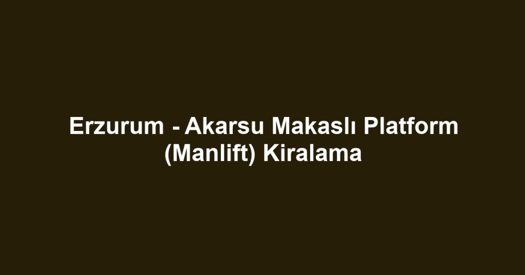 Erzurum - Akarsu Makaslı Platform (Manlift) Kiralama
