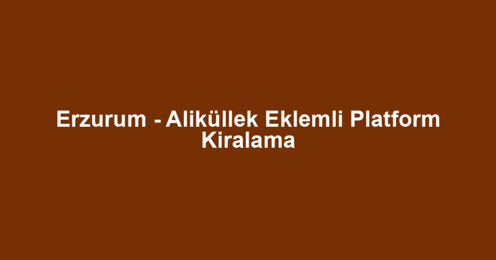 Erzurum - Aliküllek Eklemli Platform Kiralama