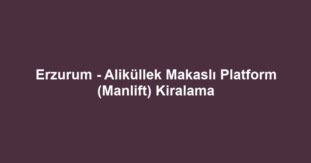 Erzurum - Aliküllek Makaslı Platform (Manlift) Kiralama