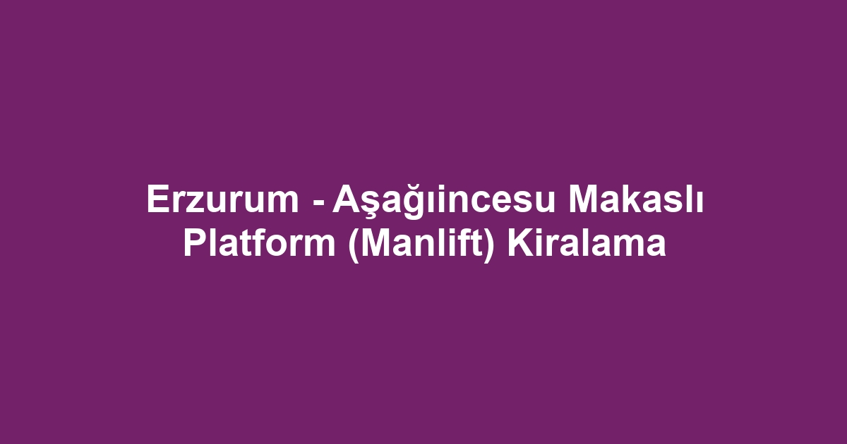 Erzurum - Aşağıincesu Makaslı Platform (Manlift) Kiralama