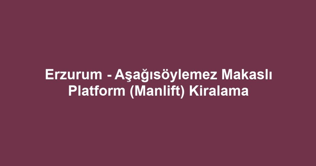 Erzurum - Aşağısöylemez Makaslı Platform (Manlift) Kiralama