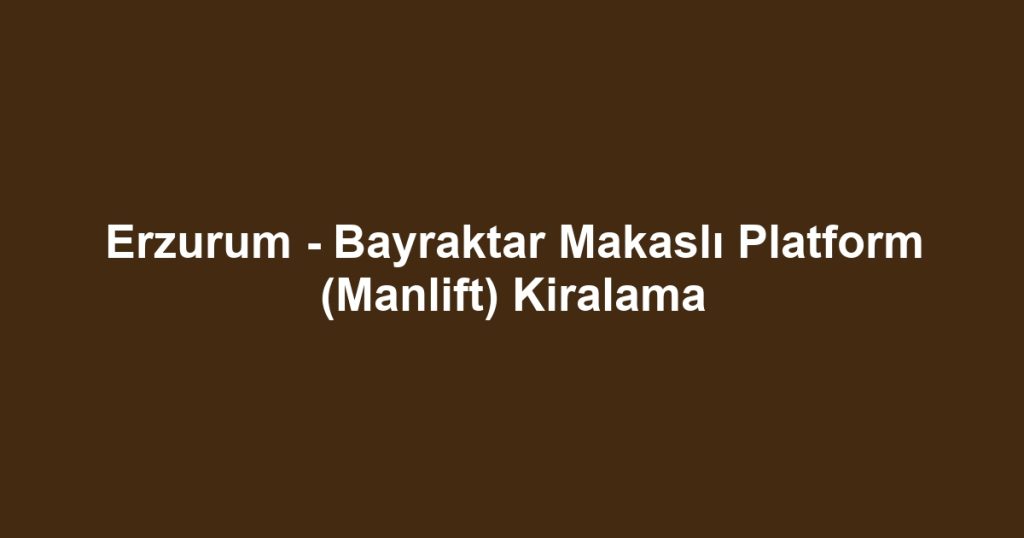 Erzurum - Bayraktar Makaslı Platform (Manlift) Kiralama