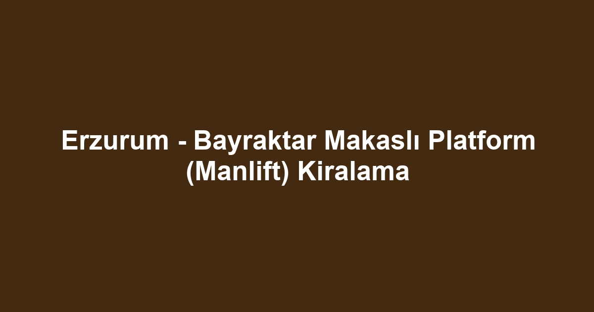 Erzurum - Bayraktar Makaslı Platform (Manlift) Kiralama