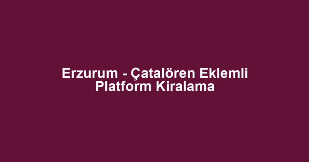 Erzurum - Çatalören Eklemli Platform Kiralama