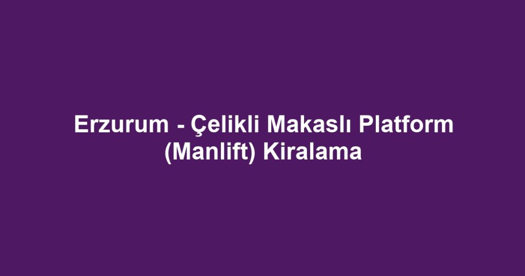 Erzurum - Çelikli Makaslı Platform (Manlift) Kiralama