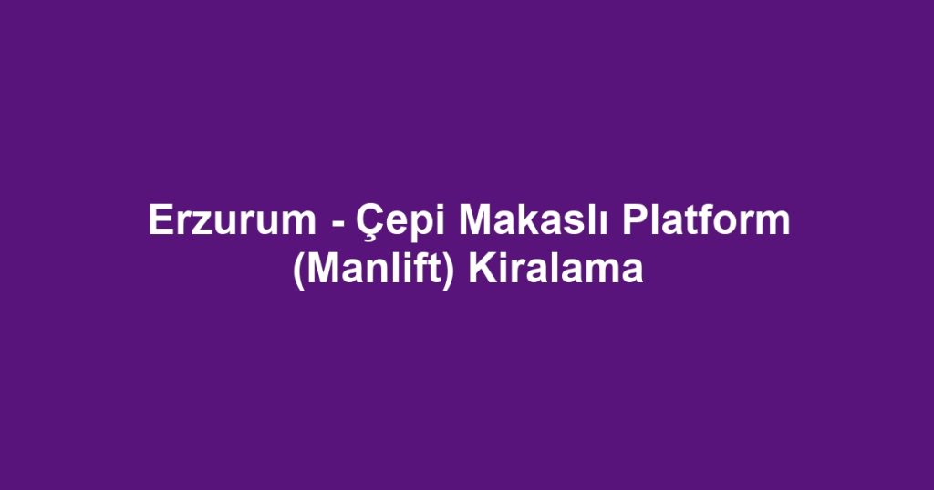 Erzurum - Çepi Makaslı Platform (Manlift) Kiralama