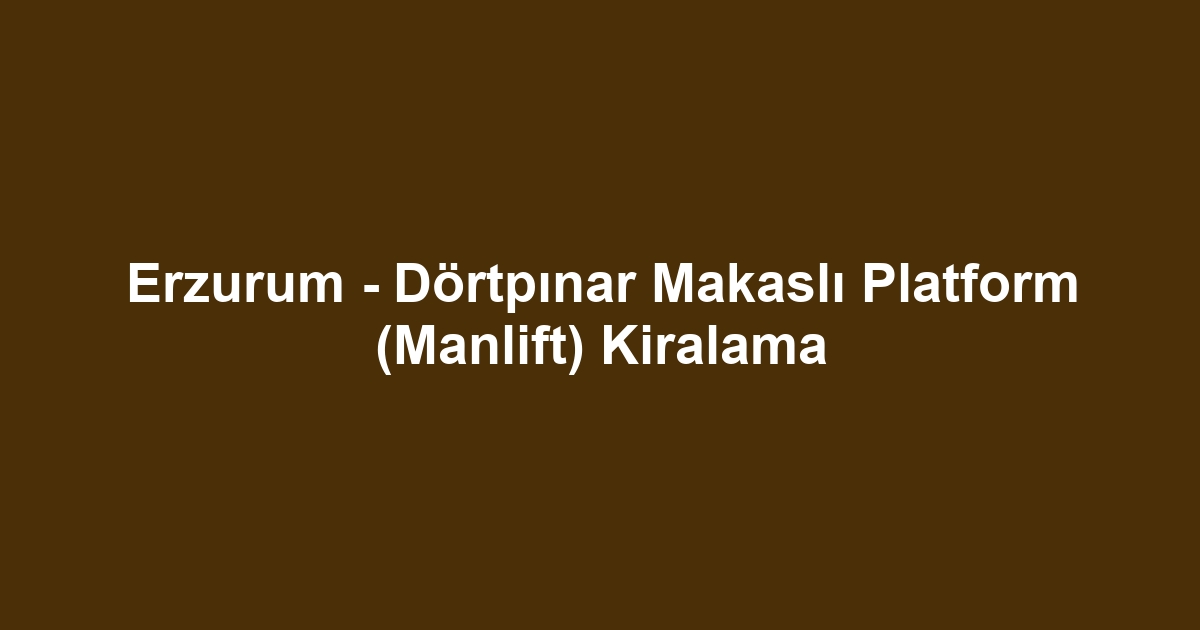 Erzurum - Dörtpınar Makaslı Platform (Manlift) Kiralama