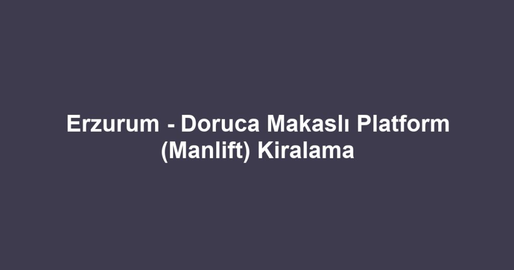 Erzurum - Doruca Makaslı Platform (Manlift) Kiralama