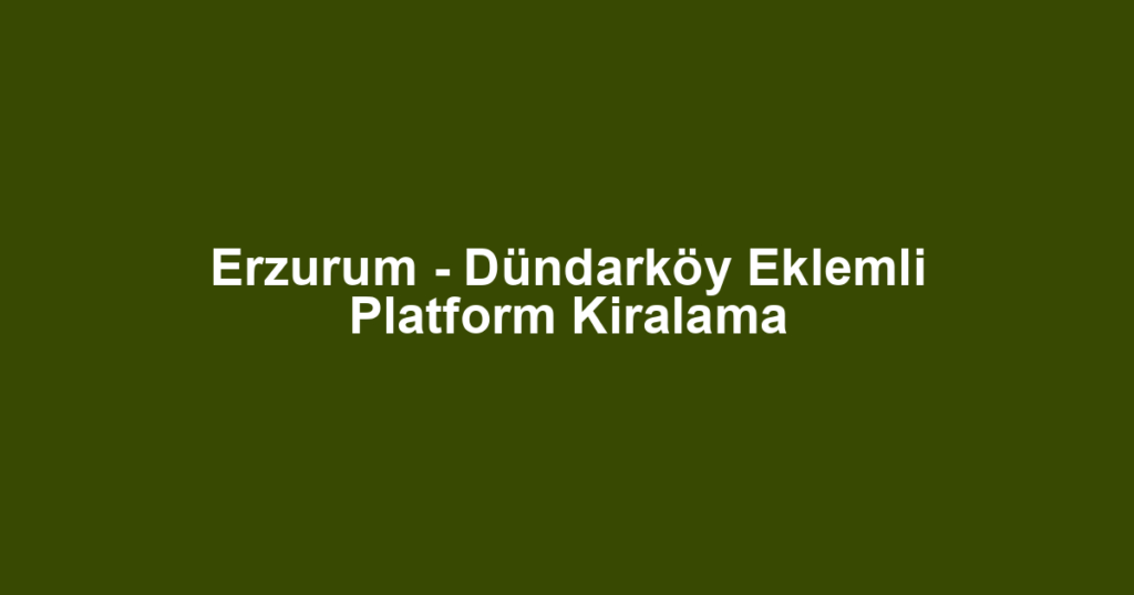 Erzurum - Dündarköy Eklemli Platform Kiralama