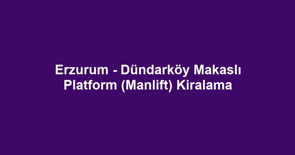 Erzurum - Dündarköy Makaslı Platform (Manlift) Kiralama