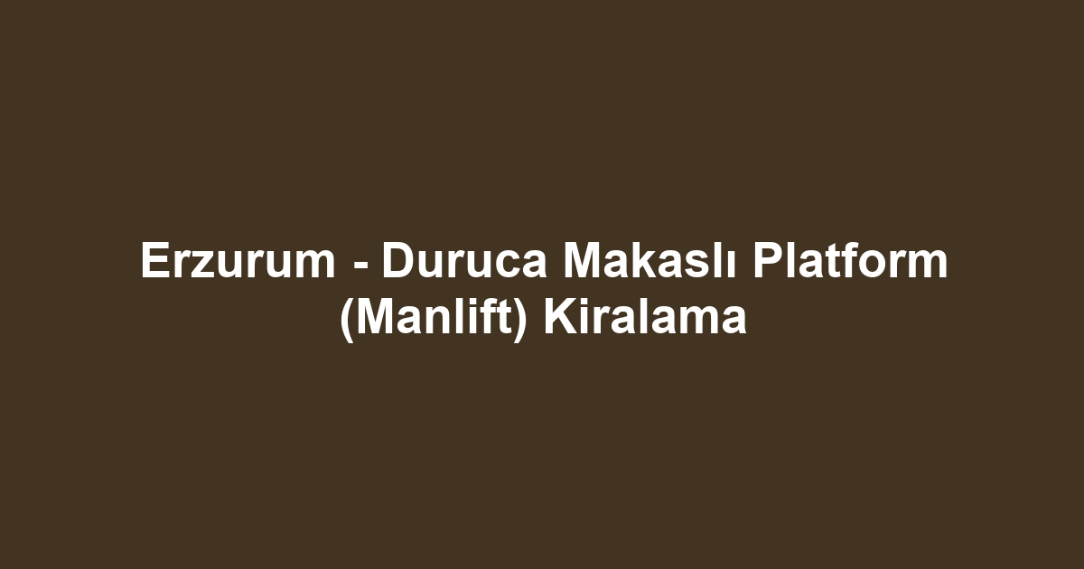 Erzurum - Duruca Makaslı Platform (Manlift) Kiralama