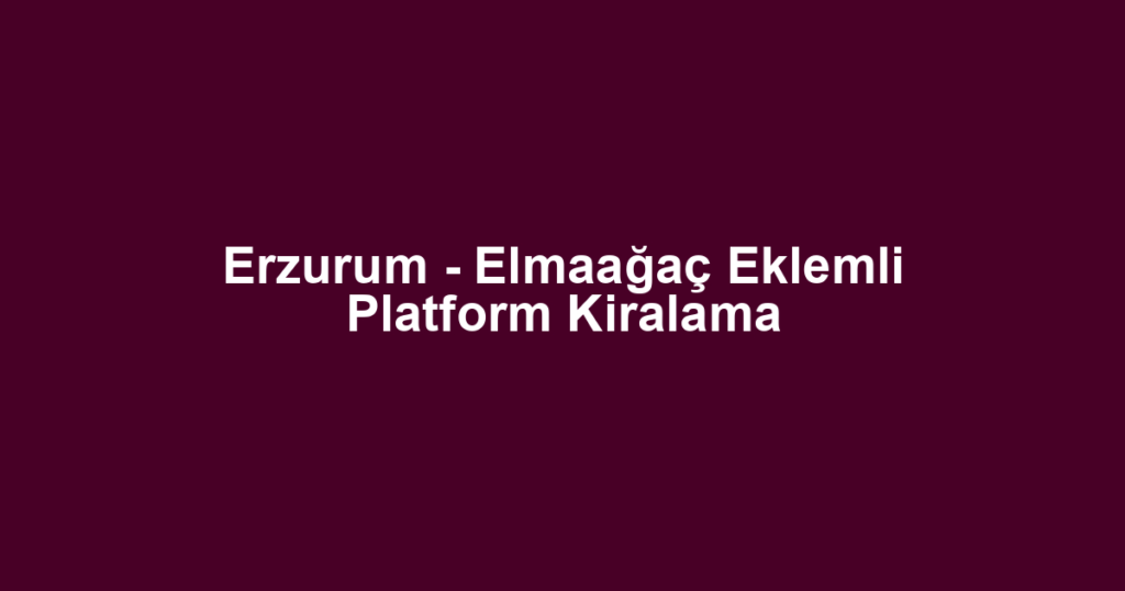 Erzurum - Elmaağaç Eklemli Platform Kiralama