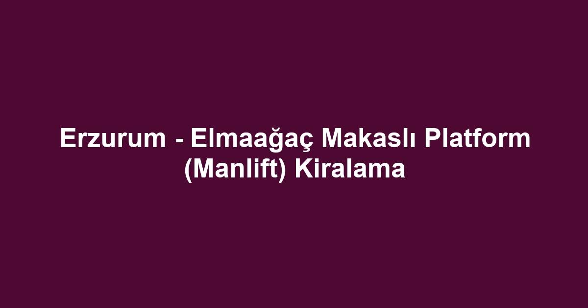 Erzurum - Elmaağaç Makaslı Platform (Manlift) Kiralama