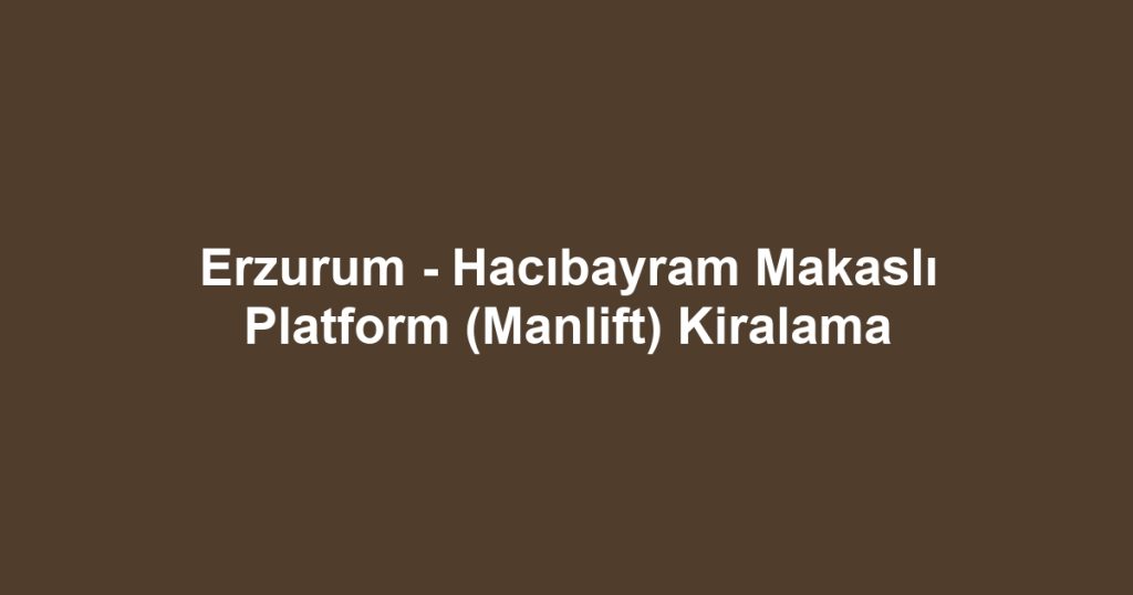 Erzurum - Hacıbayram Makaslı Platform (Manlift) Kiralama