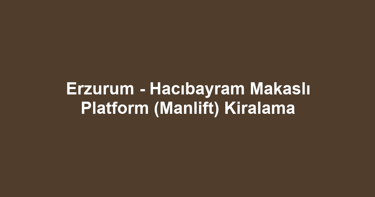 Erzurum - Hacıbayram Makaslı Platform (Manlift) Kiralama