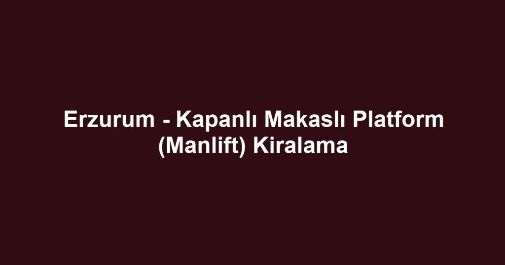Erzurum - Kapanlı Makaslı Platform (Manlift) Kiralama