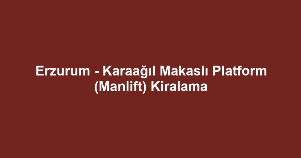 Erzurum - Karaağıl Makaslı Platform (Manlift) Kiralama