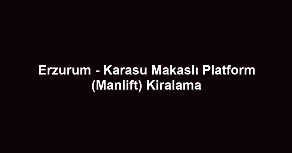 Erzurum - Karasu Makaslı Platform (Manlift) Kiralama