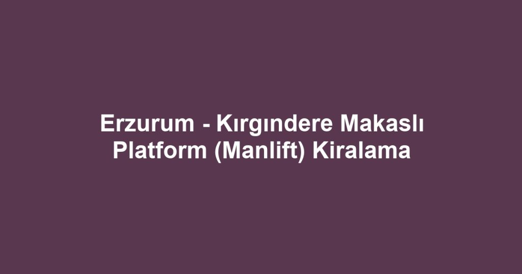Erzurum - Kırgındere Makaslı Platform (Manlift) Kiralama