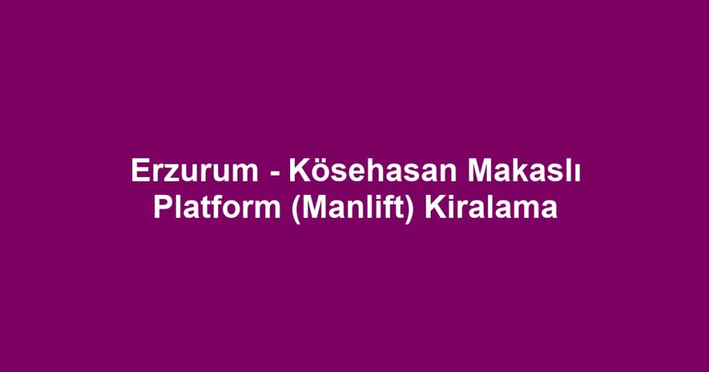 Erzurum - Kösehasan Makaslı Platform (Manlift) Kiralama