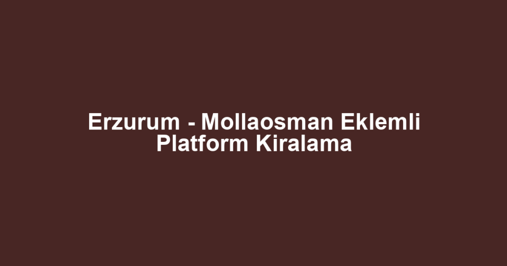 Erzurum - Mollaosman Eklemli Platform Kiralama