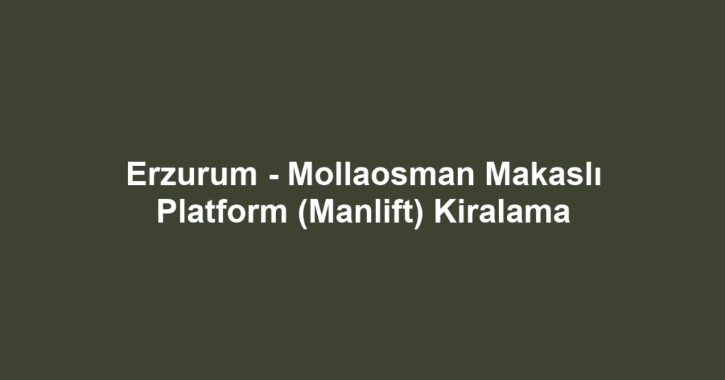 Erzurum - Mollaosman Makaslı Platform (Manlift) Kiralama