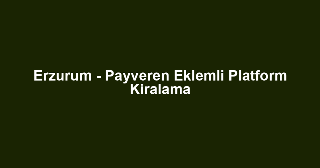 Erzurum - Payveren Eklemli Platform Kiralama