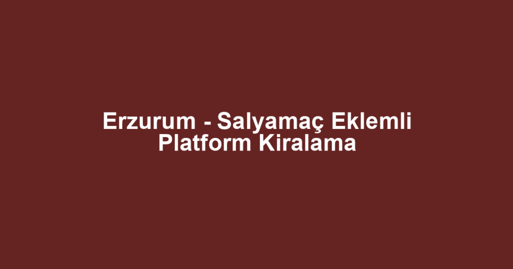 Erzurum - Salyamaç Eklemli Platform Kiralama