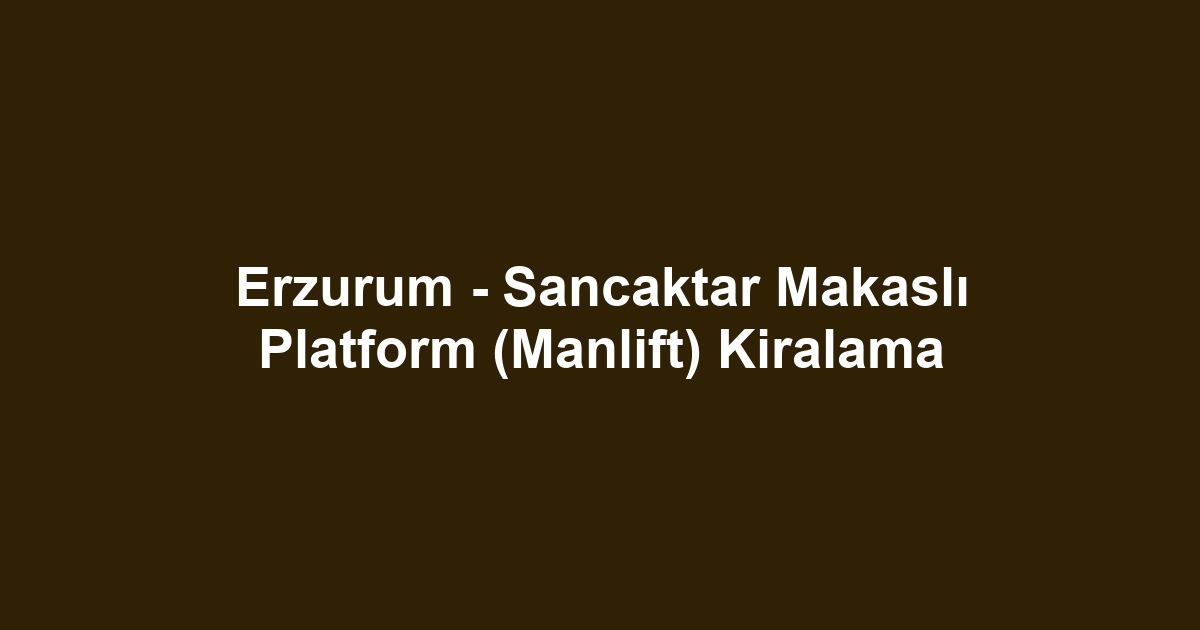 Erzurum - Sancaktar Makaslı Platform (Manlift) Kiralama