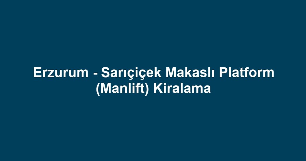 Erzurum - Sarıçiçek Makaslı Platform (Manlift) Kiralama