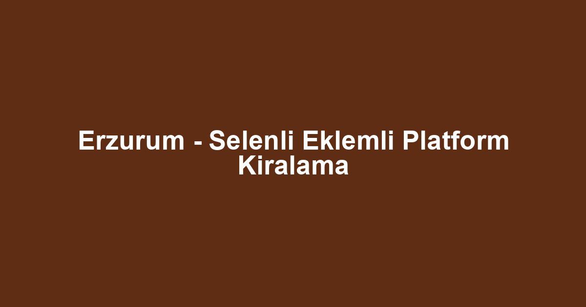 Erzurum - Selenli Eklemli Platform Kiralama