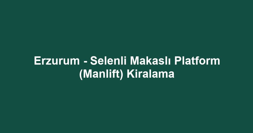 Erzurum - Selenli Makaslı Platform (Manlift) Kiralama