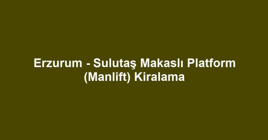 Erzurum - Sulutaş Makaslı Platform (Manlift) Kiralama