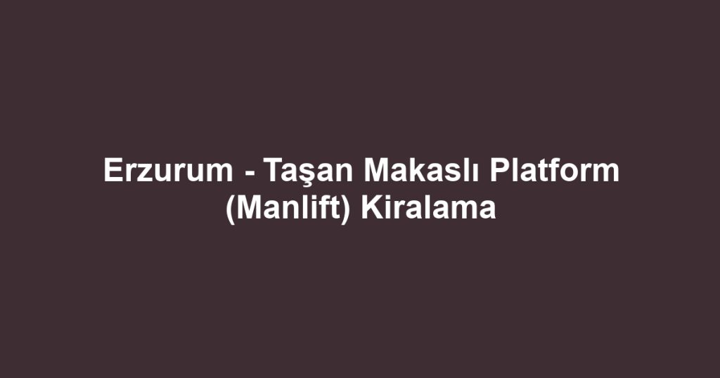 Erzurum - Taşan Makaslı Platform (Manlift) Kiralama