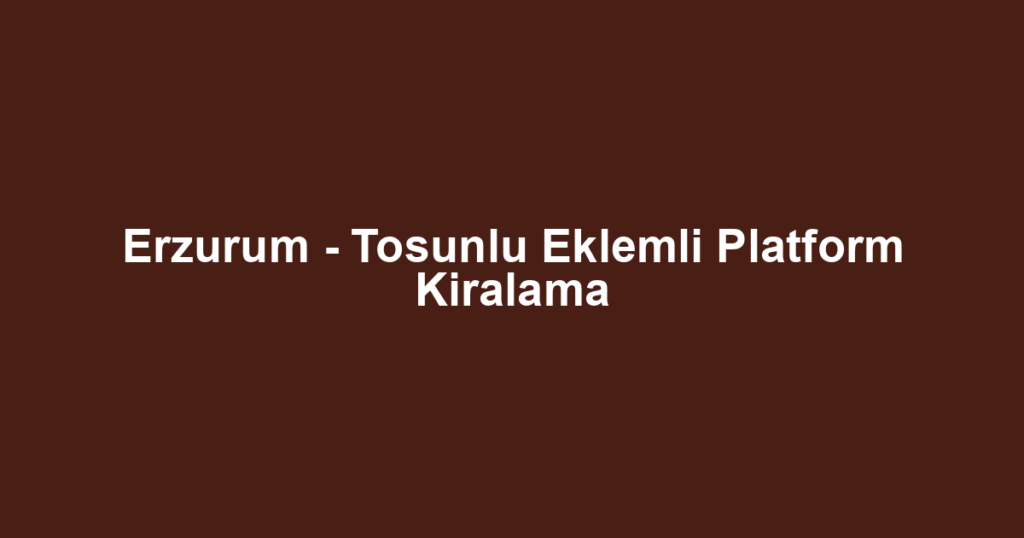 Erzurum - Tosunlu Eklemli Platform Kiralama