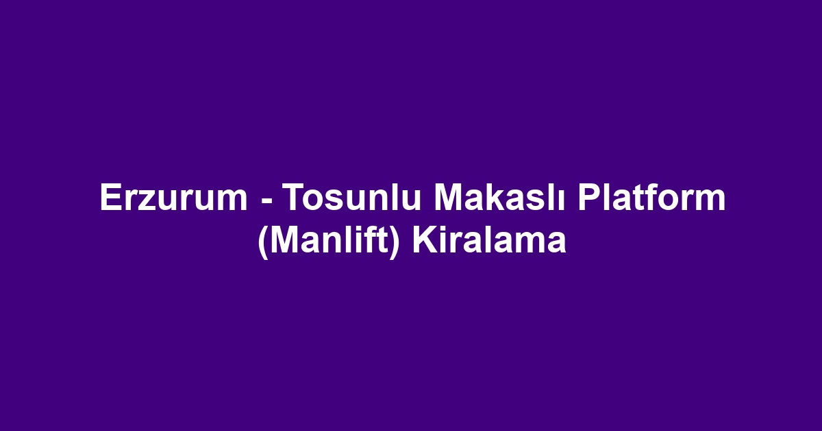Erzurum - Tosunlu Makaslı Platform (Manlift) Kiralama