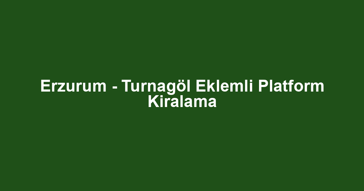 Erzurum - Turnagöl Eklemli Platform Kiralama