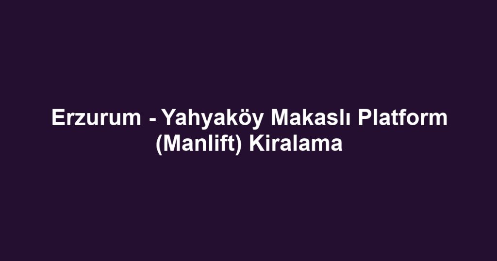 Erzurum - Yahyaköy Makaslı Platform (Manlift) Kiralama